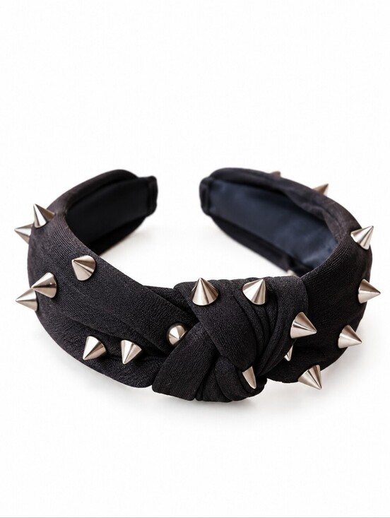 Accessories - Black Knot Silver Spike Studded Headband - NIP